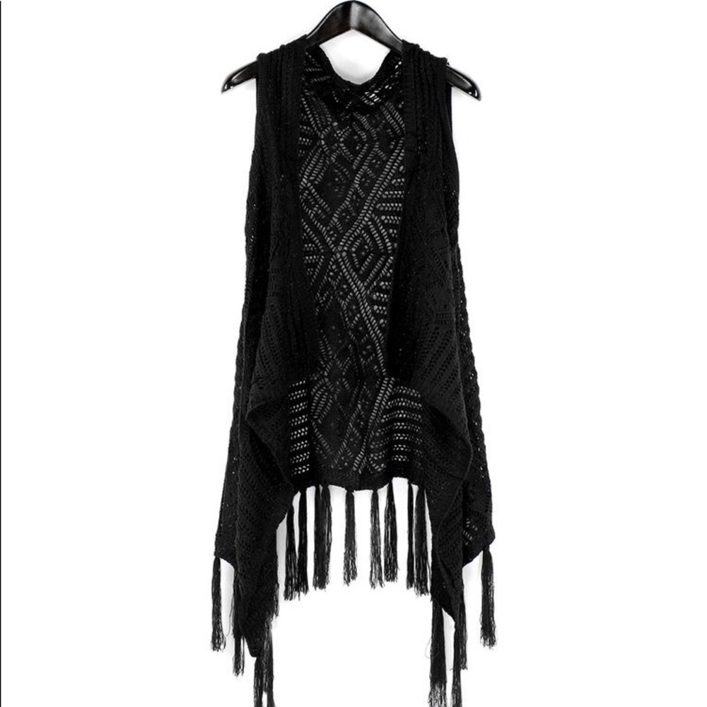 Crochet Knit Light Vest Kimono Cardigan Scarf NWT